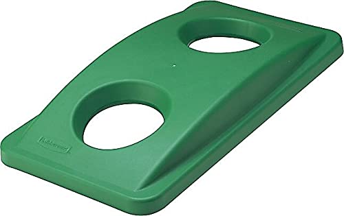 Rubbermaid Commercial Products Fg269288Grn Green Recycle Trash Can Can Bottle Recycling Lid, For Use With Untouchable Square Bin